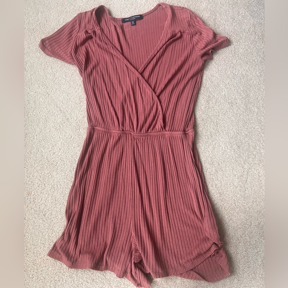 One Clothing Pink Wrap Romper - Medium